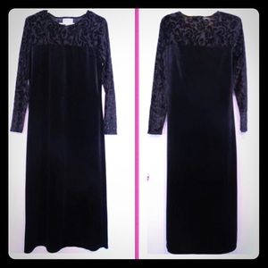 Vintage Diane Von Furstenberg Black Velvet Dress S